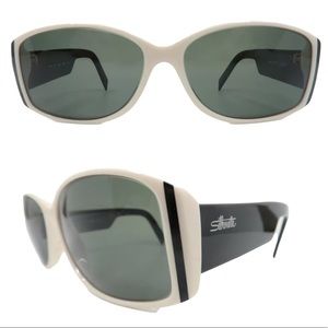 Vintage 1980’s Silhouette Sunglasses, Black & White Colorblock, Mod 1180 Austria